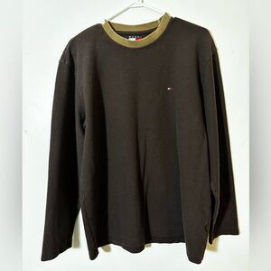 Vintage Retro Grandpa Core Tommy Hilfiger Brown Long Sleeve Shirt SZ Lg